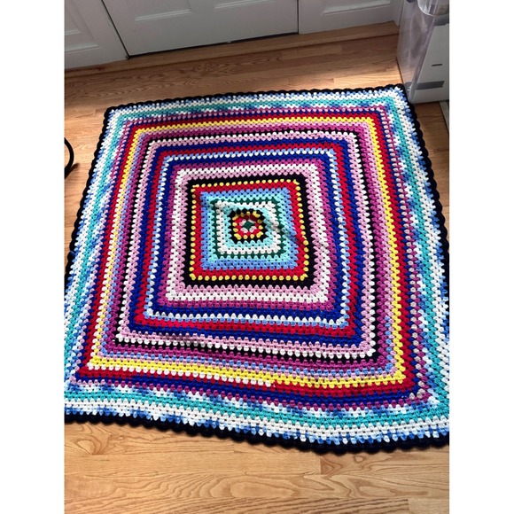 Other - Vintage Handmade Crochet Afghan Throw Blanket Square 55x55 Boho Cottage
